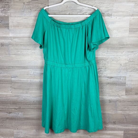ASOS Green Off-Shoulder Midi Athleisure Dress sz 16 - Picture 1 of 5